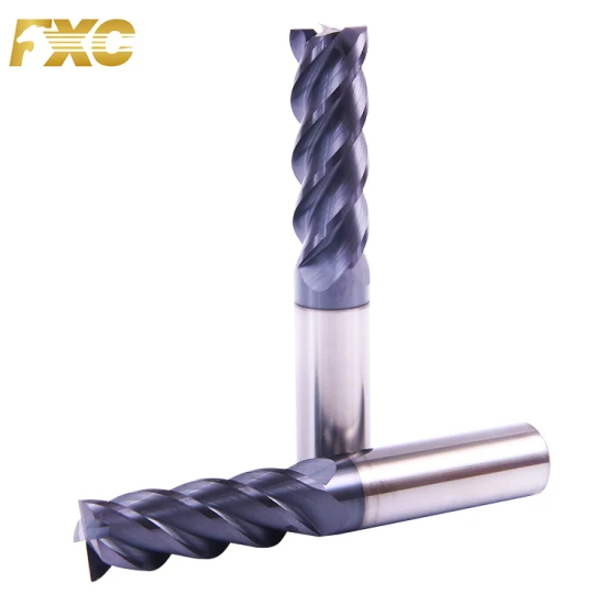 HRC60 4 Flutes Carbide Corner Radius End Mill Cutter Tool with Tin Coating